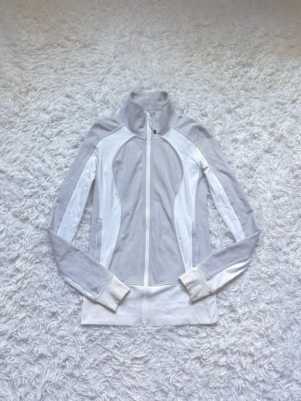 lululemon athletica Light Gray and White Athletic Jacket